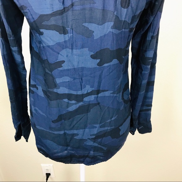 Splendid Camo Print Navy Button Down Shirt - Picture 9 of 11